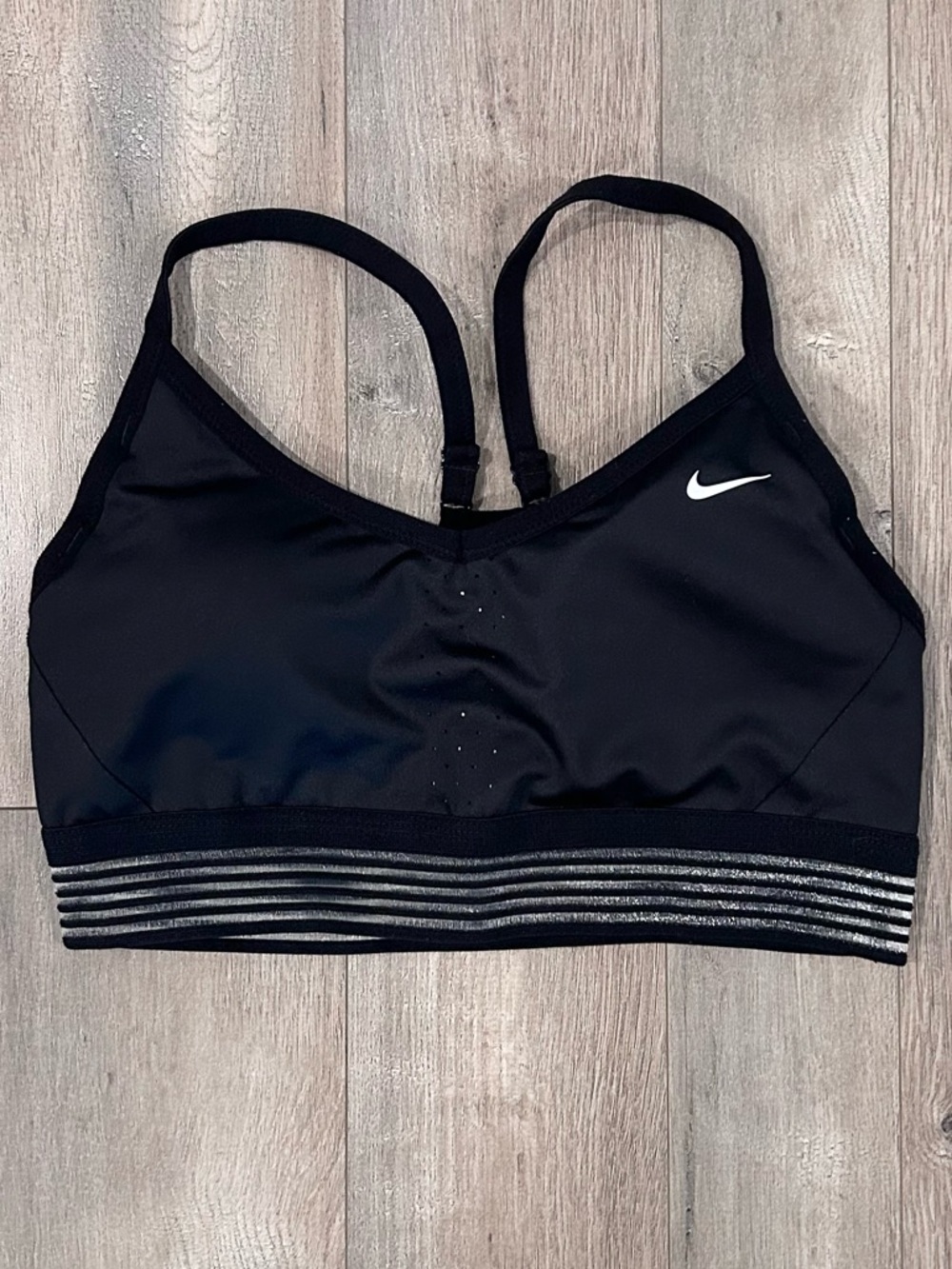 Nike Black Sports Bra with Striped Elastic Band